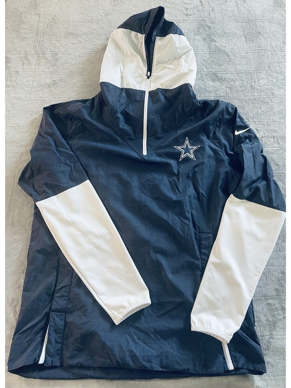 Men's Nike Navy Dallas Cowboys Half-Zip Hoodie wind Jacket Size Medium